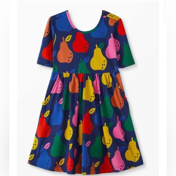 Hanna Andersson Other - Hanna Andersson Pear Fruit Play Dress Navy Blue Pockets Size 110 or Girls 5